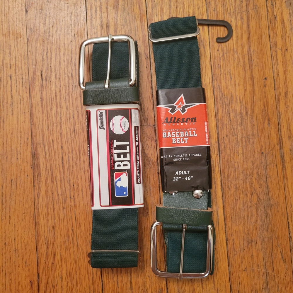 Franklin Alleson Adult Baseball Belts Green 2 pc Adjustable Elastic Sport Game